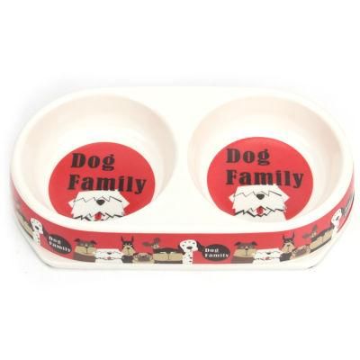 Double Melamine Antibacterial Dog&Cat Pet Food Feeding Bowl