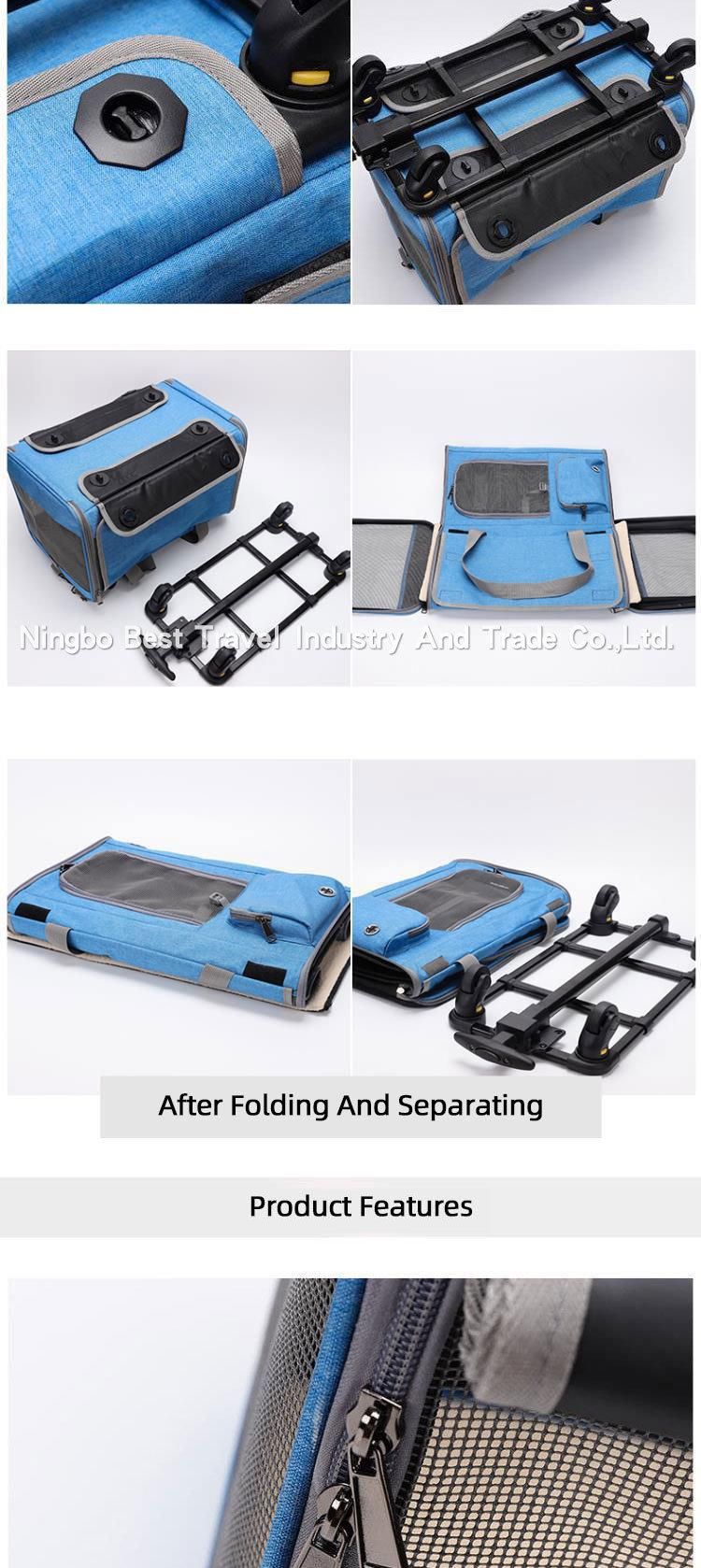 Wholesale Portable Trolley Pet Cat Dog Bag Foldable Large Capacity Pet Carrier