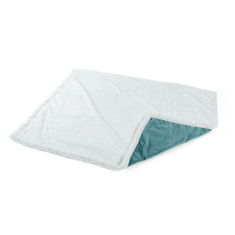 Wholesale Ultra-Soft White Faux Fur and Micro-Fiber Double Layer Pet Blanket