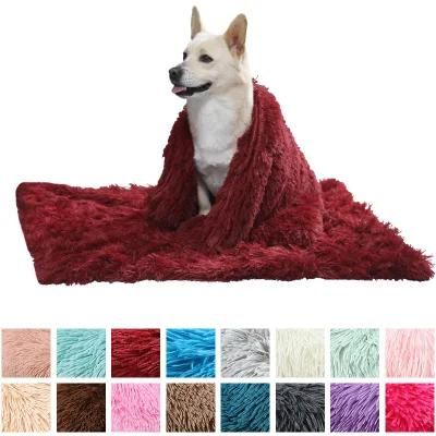 Plain Colors Plush Fluffy Fur Dog Blanket, Warm Pet Cat Cushion