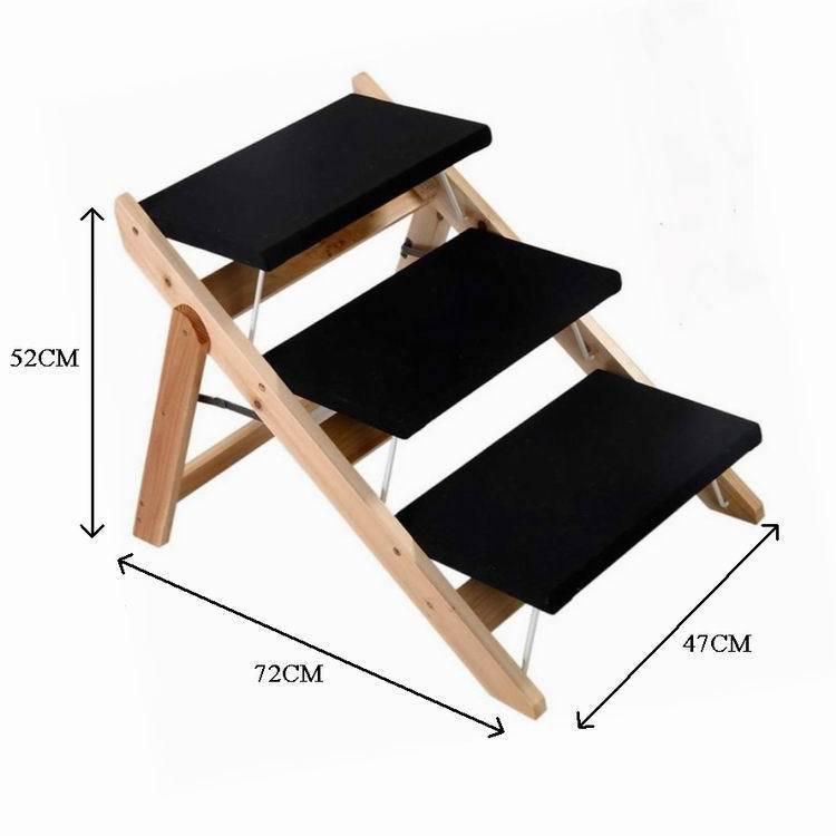 Dog Ramp Foldable Dog Ladder with Non-Slip Carpet Adjustable Pet Ramp Wooden Dog Ramp