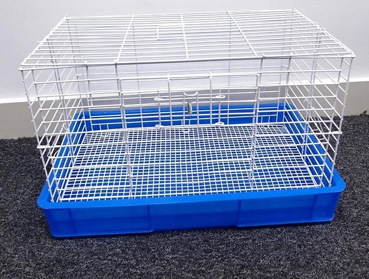 Rabbit Cage Metal Indoor Pet Rabbit Hutch Portable Outdoor Small Animal House Poultry Carriers with Tray