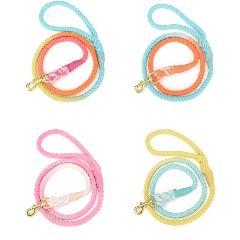 Dog Accessories Cotton Ombre Rope Dog Lead Soft Cotton Leash Rope Dog Lead, Rope Leash