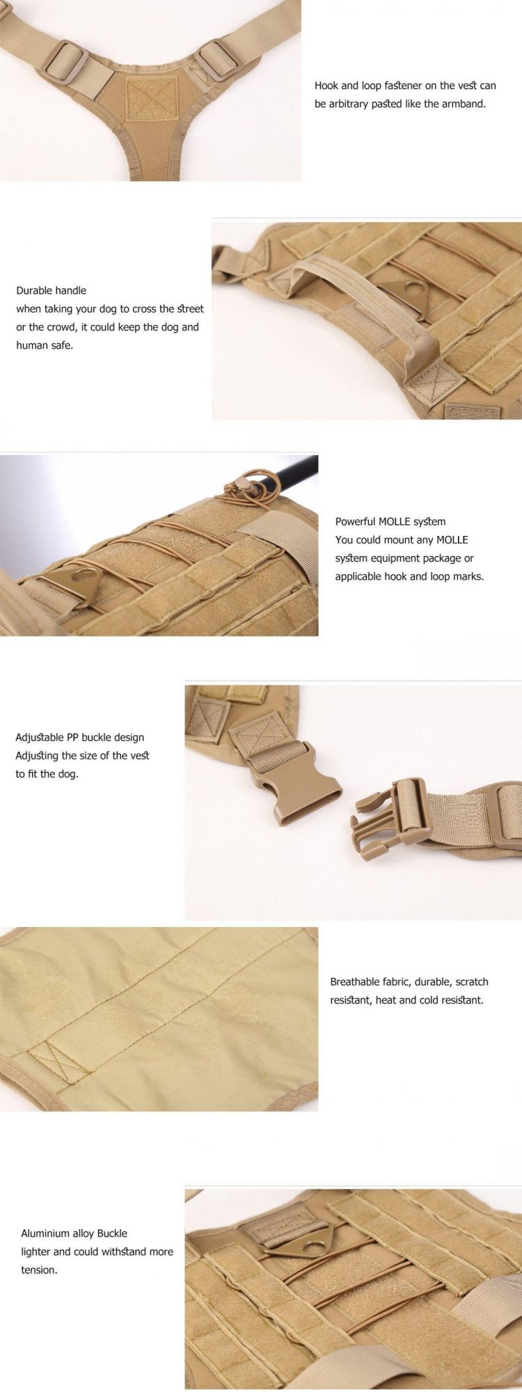 Tactical Service Dog Harness Vest Adjustable Militar Working Pet Harness