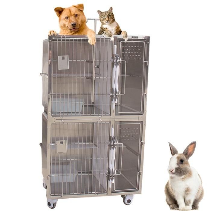 304 Stainless Steel Dogs Cage Veterinary Pet Cages Carrier House with Oxygen Door