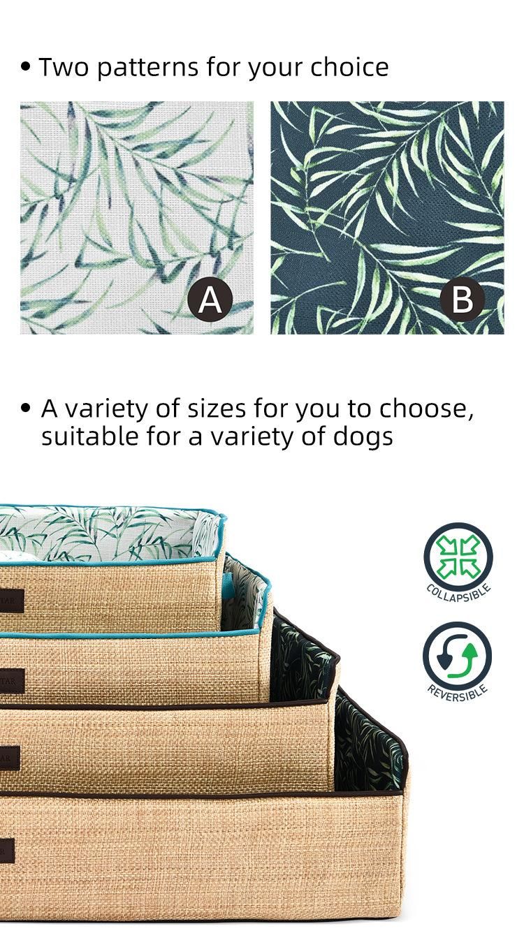 Non-Slip Bottom Fashion Braided Woven Pet Bed Collapsible Dog Bed