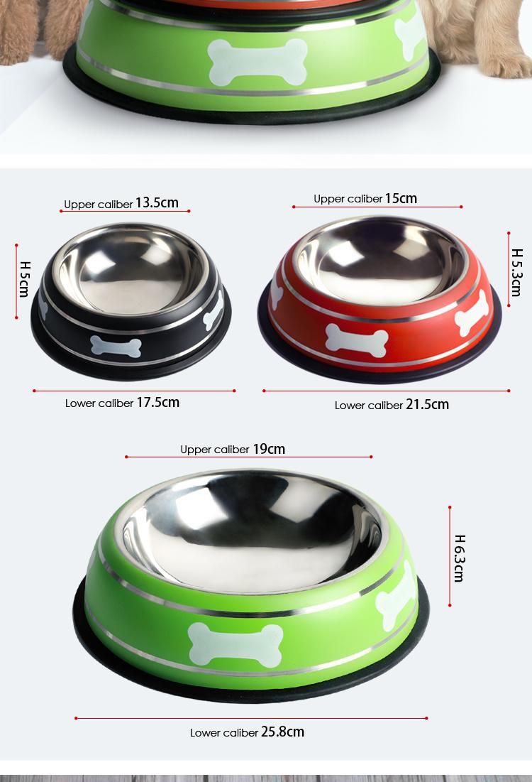 Stainless Steel Customizable Spray Paint Pet Bowl with Silicone Bottom Non-Slip Wholesale Durable Dog Bowl