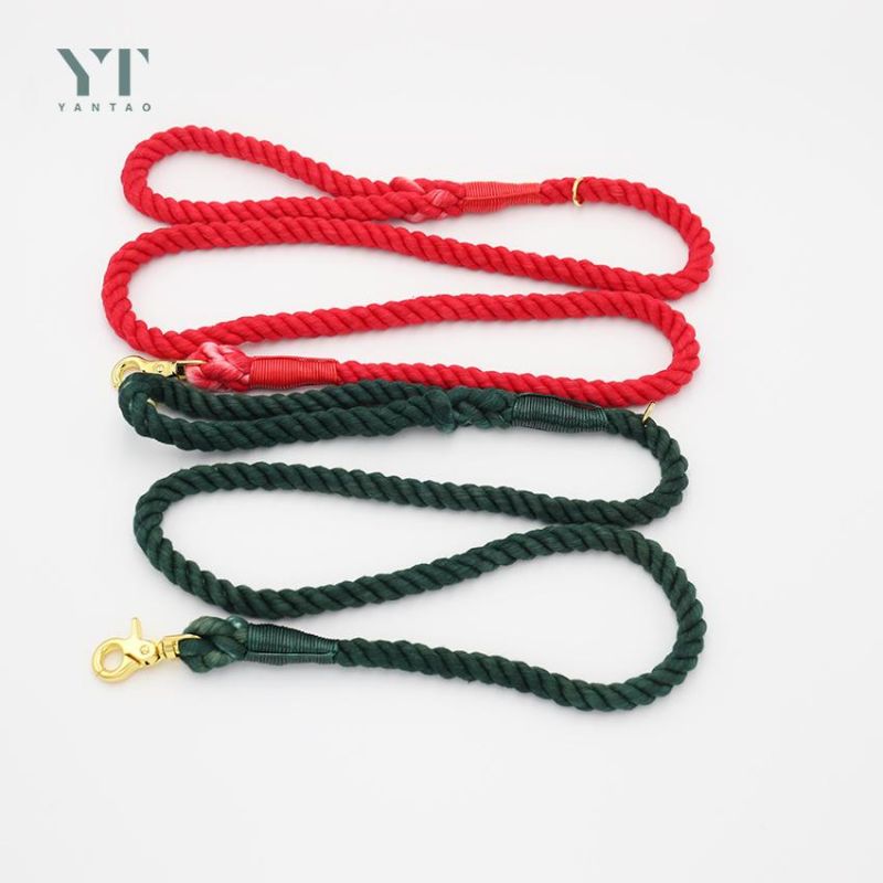 High Quality Soft Adjustable Luxury Custom Color Macrame Hand Woven Cotton Dog Rope Lead Dog Leash