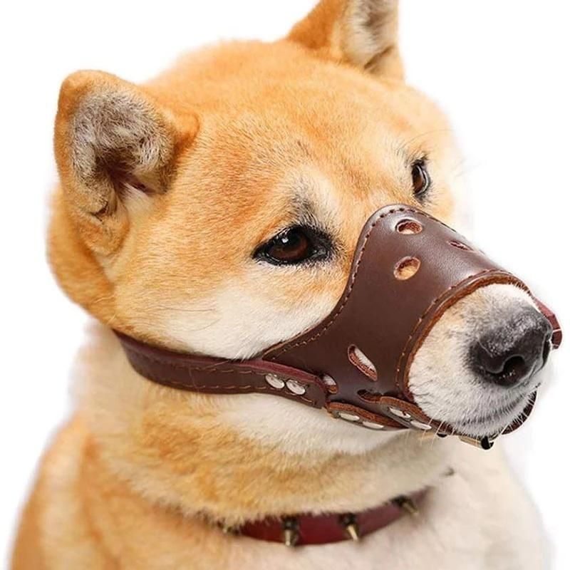 Anti Bark Bite Chew Pet Training Supplies Leather Dog Muzzle