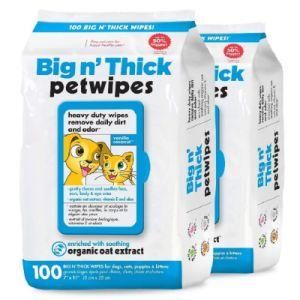 100 PCS Big and Thick Pet Cleaning Paw and Body Bathing Wet Wipes