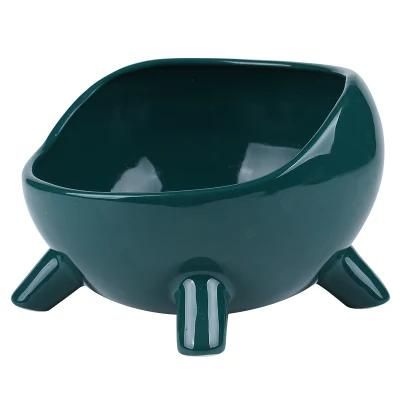 Ceramic Tilted Raised Cat Bowl, Sturdy Pet Food Bowl for Indoor Cats, Strain Free Pet Feeding Bowl