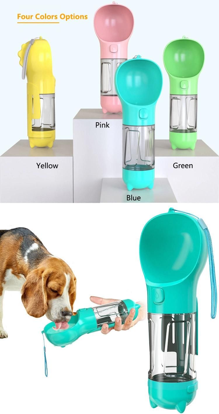 Outdoor Plastic Metal Drink Cup with Bowl Dispenser Dog Travel Pet Water Bottle