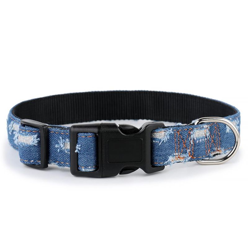 Soft Durable Denim Nylon Harness Dog Collar and Leash