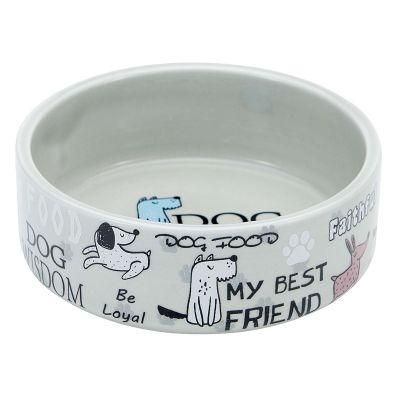 5-Inch Ceramic Dog Bowl Cartoon Pattern, Cute, Chew-Proof, Dishwasher and Microwave Safe