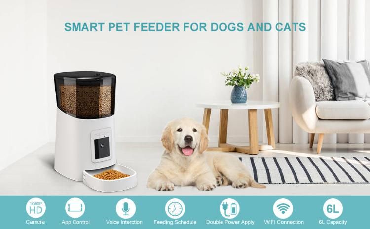 2022 New Smart WiFi Remote Control Pet Feeder Microchip Automatic Dog Pet Bowls Food Feeder with Camera
