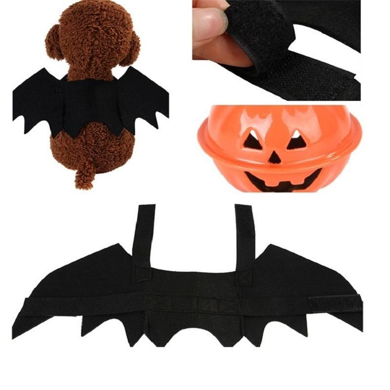 Black Costume Pet Cosplay Apparel Clothes Halloween Bat Wings