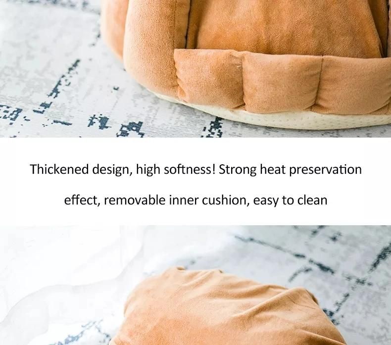 High Quality Stump Nest Cat Dog Anti Slip Soft Pet Beds with Removable Inner Cushion