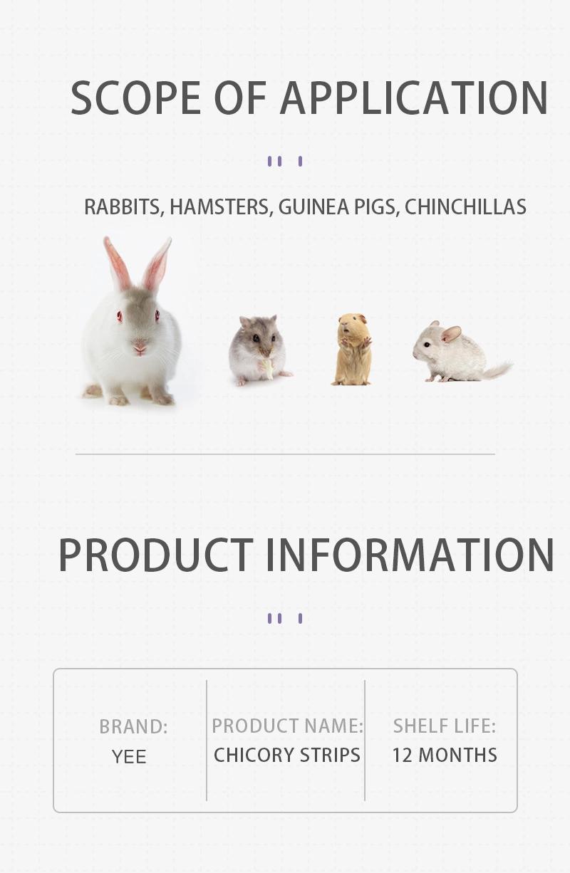 Yee Pet Product Molar Chicory Strips Animal Feed Rabbit Feed