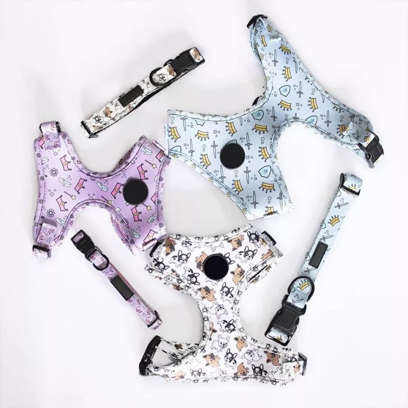 Neoprene Padding Breathable Adjustable Quick Release Dog Harness Lead Collar Custom Design & Logo