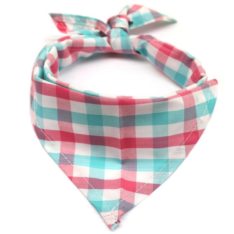 Puppy Square Plaid Printing Adjustable Scarf Dog Clothes Dog Bandana