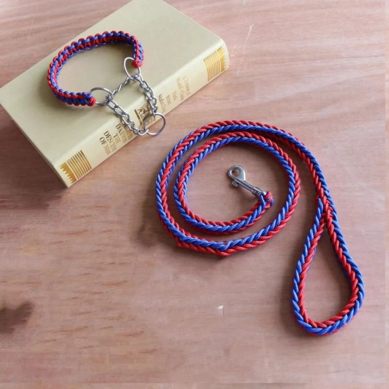 Amazon Hot Style Dog Nylon Eight-Strand Weave Rope Pet Leash for Large Dog No Pull Collar Leash Set