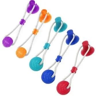 Multifunction Pet Molar Bite Toys Interactive Rubber Chew Ball Cleaning Teeth Safe Elasticity TPR Soft Puppy Suction Cup Dog Toy
