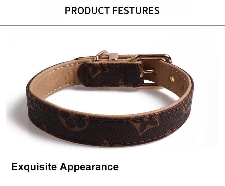 Luxury PU Leather Pet Collar Custom Colors Softly Padded Waterproof Classic Vegan Genuine Leather Dog Collar