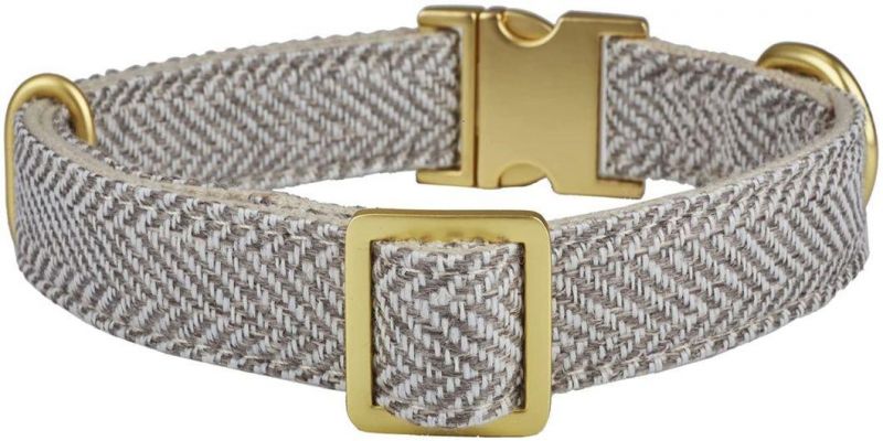Soft Cotton Dog Collar with Quick Release Metal Buckle Adjustable Webbing Collars