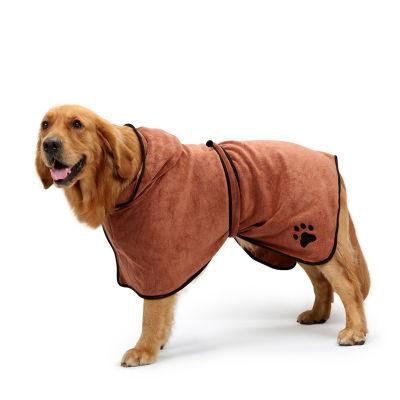 Custom Logo Double Layers Dog Bath Robe Absorbent Pet Dog Cat Towel Adjusted Bathrobe
