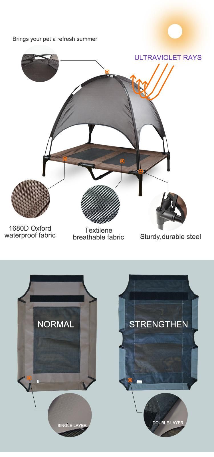 Outdoor Travel Dog Beds Elevated Pet Cot with Canopy Pet Carrier Dog Beds & Accessories for Camping