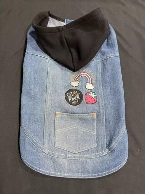 Girl Pet Products Dog Hoodie Denim Clothing Denim Dog Vest