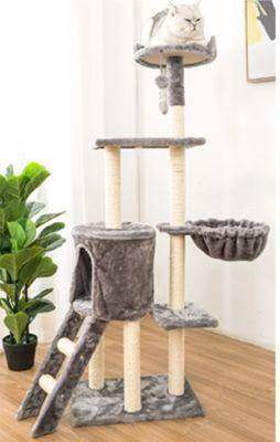 Mic Best Seller Pet Products Supply High Quality Short Plush Dark Grey Cat Scratcher Toys Cat Tree House