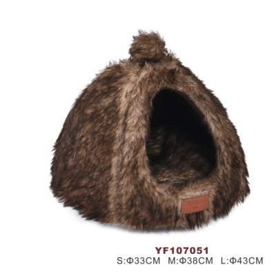 Warm Long Fur Plush Pet Puppy Cat Cave Bed House