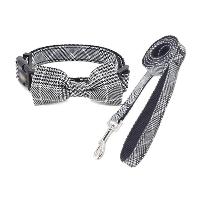 Eco Friendly Ajustable Wool Material High Quality Sublimation Dog Collar Leash with Bowtie