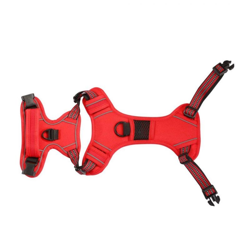 Reflective Vest Harness with 2 Leash Attachments and Easy Control Handle
