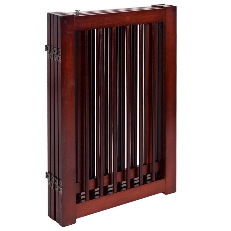 Folding Free Standing Panel Wood Pet Dog Safety Fence