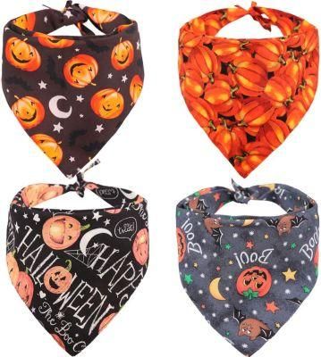 Halloween Dog Bandana Pumpkin Reversible Triangle Bibs Scarf Accessories