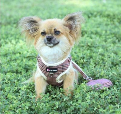 High-End Plaid Padded Mesh Nylon Dog Harness Tartan Pattern Nylon Fabric Snack Bag Adjustable Dog Harness Vest
