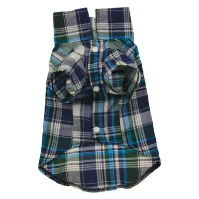 Wholesale Plaid Pet Cat Summer Clothes Dog T Shirt Turndown Collar Dog Shirt