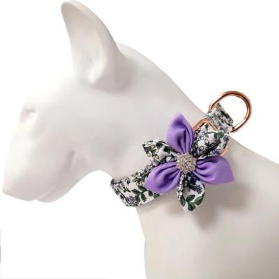 Detachable Rhinestone Flower Dog Collar