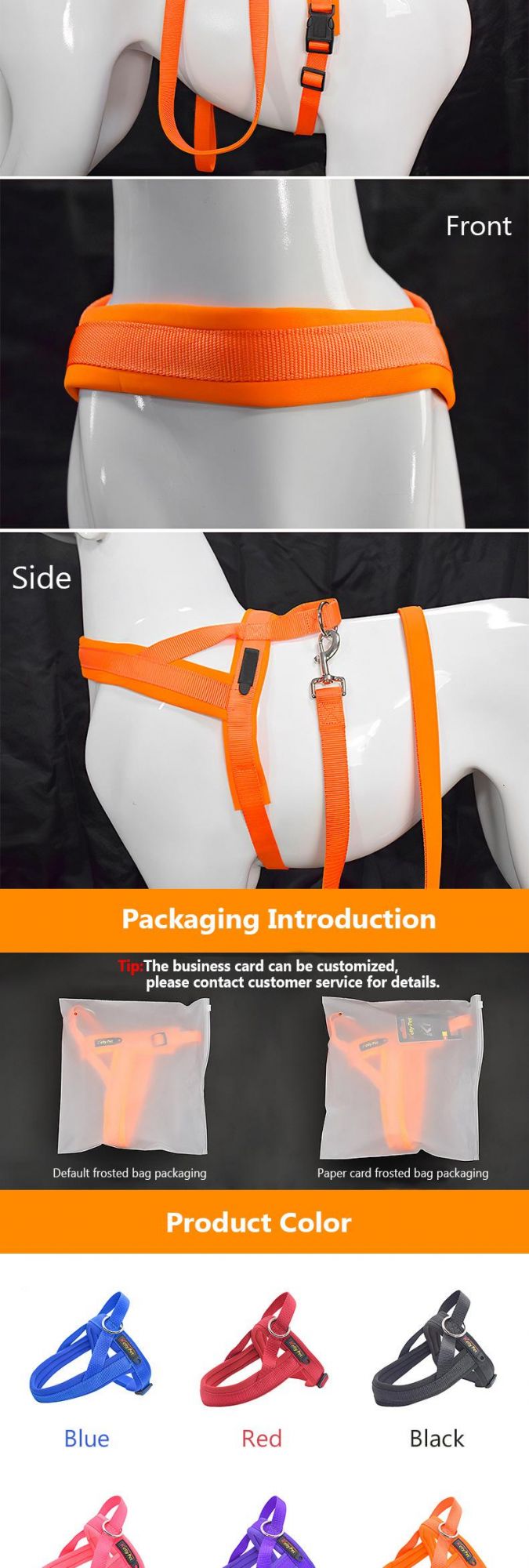 High Quality Luxury Nylon, Personalized Reflective Breathable Mesh Fabric Dog Harness