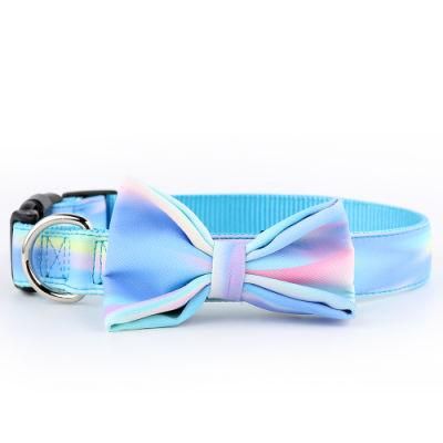 Custom Pattern Dog Accessories Polyester Dog Pets Collar with Bowknot/Factory Price/Pet Accessory