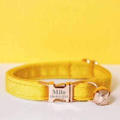 2022 Personalized Luxury Colorful Comfortable Pets Accessories Collar Velvet Dog Cat Collar and Leash Set Adjustable Dog Collar