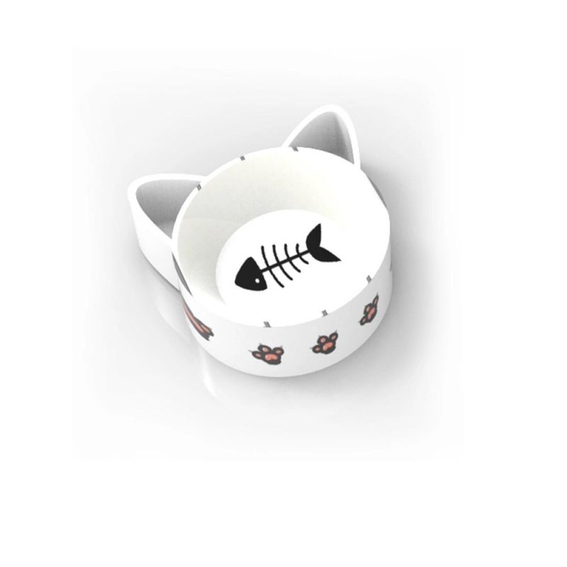 Cute Cat Ceramic Pet Bowl Food Water Dog Cats Feeder