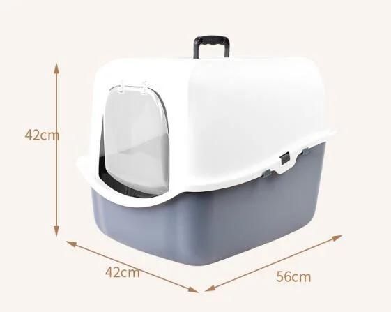 Large Cat Litter Basin Fully Enclosed Splash-Proof Single-Open Door Flip-Top Cat Toilet Potty