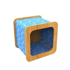 Quadrate Designed Indoor Wooden Cat House Cat Bed Pet Product