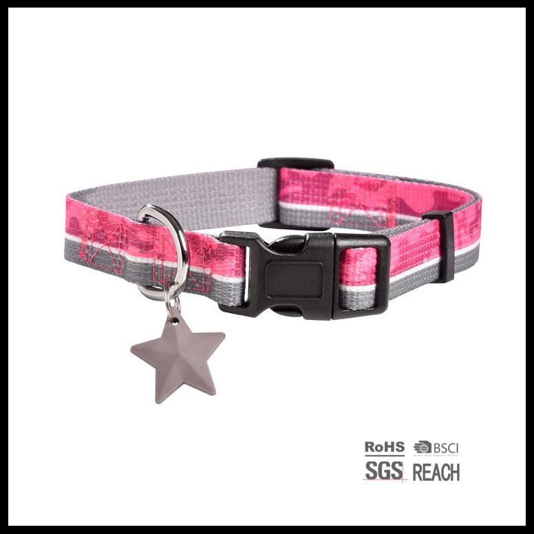Gold Woven Ribbon Classic Pet Puppy Dog Collar with Charm
