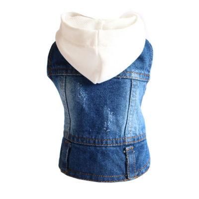 Dog Denim Hoodied Clothes Cool Blue Pet Jeans Clothes