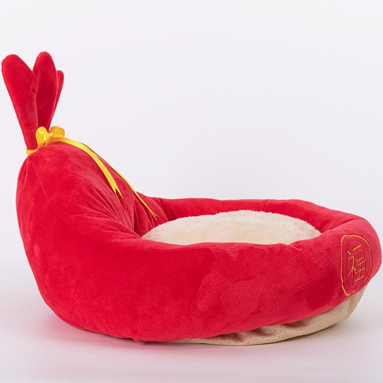 Factory Wholesale Open Type Cartoon Pear Fruit Shape Pet Bed Soft Cat Bed Open Type Pet Bed