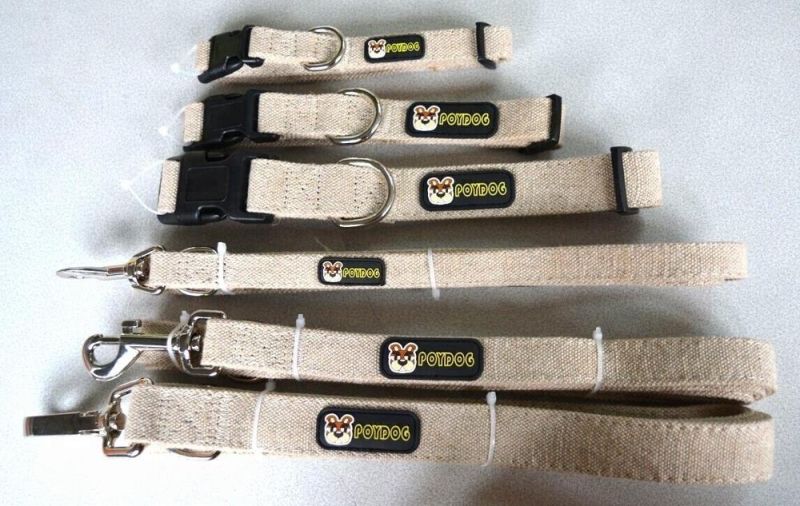 Custom Natural Hemp Dog Collar with Metal Buckle for Small Medium Large Dogs